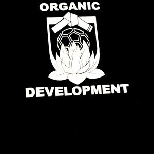 ORGANIC DEVELOPMENT very jet black MENS LARGE “ Bella Canvas “ WHITE PRINT/PLANT